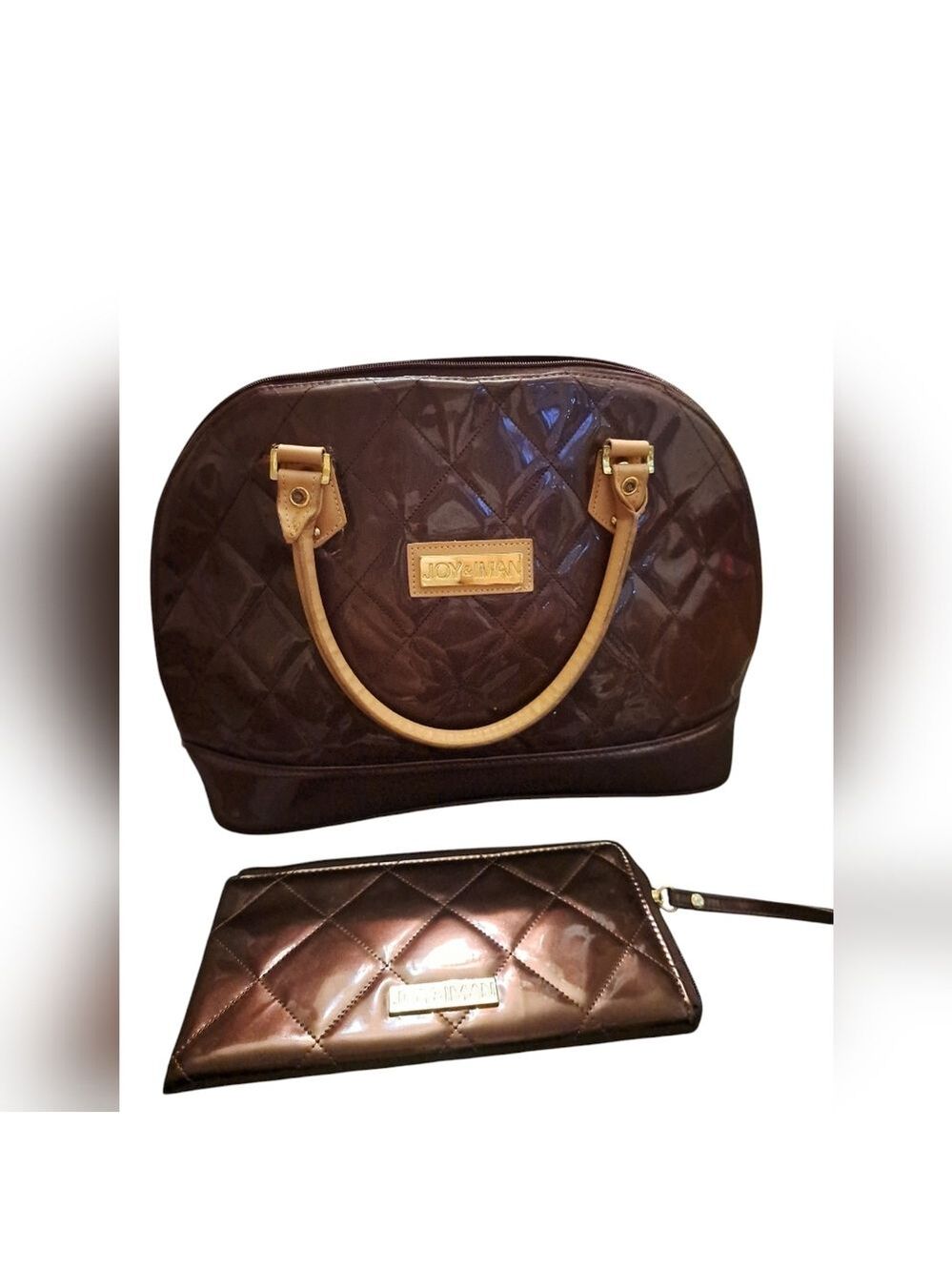 Joy & Iman Quilted Wine Tone Bag Set. LARGE.